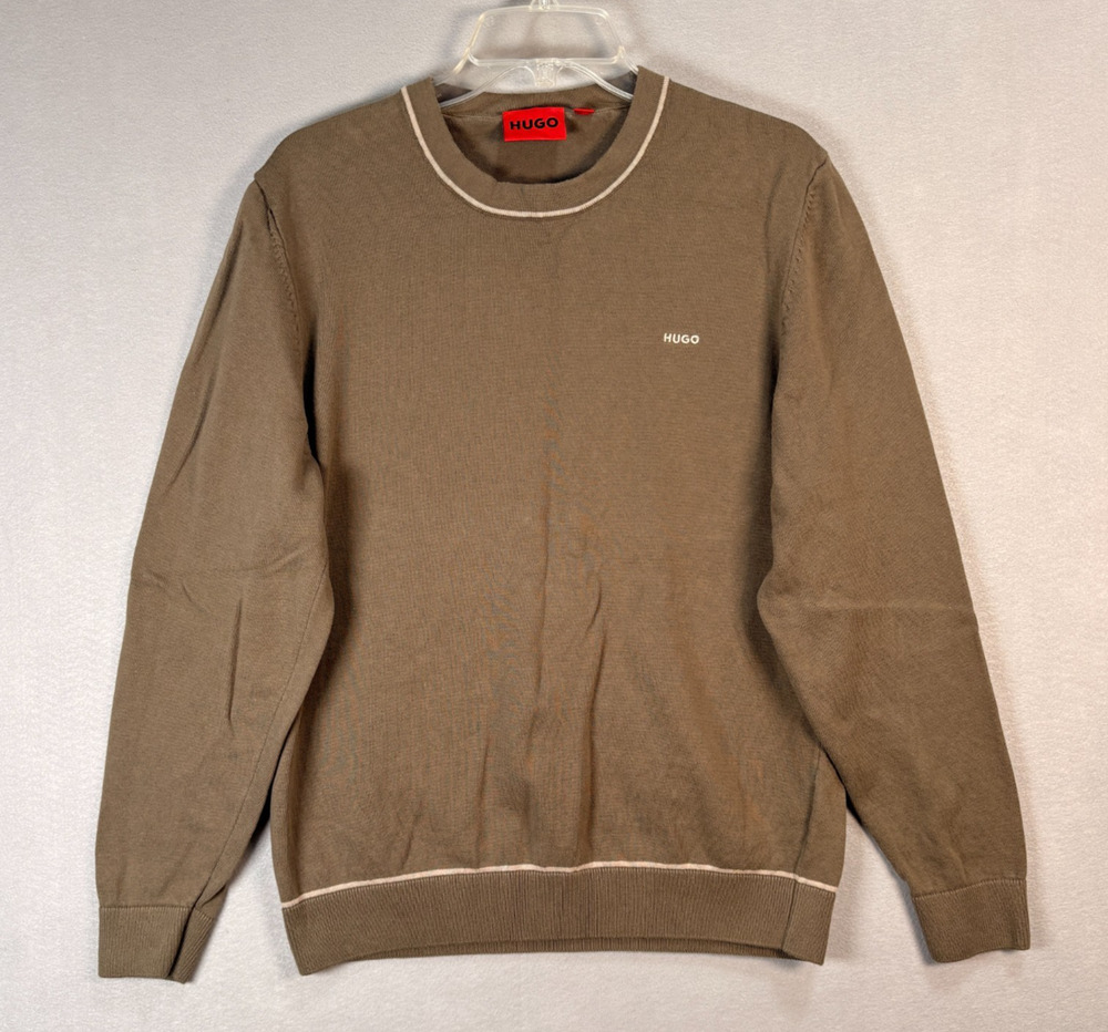 HUGO by Hugo Boss Men's XL Olive Crewneck Sweater Tipped